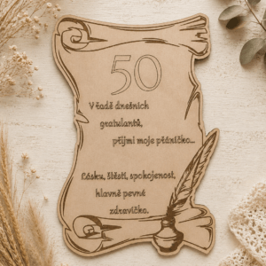 Dřevěné narozeninové přání 50 let