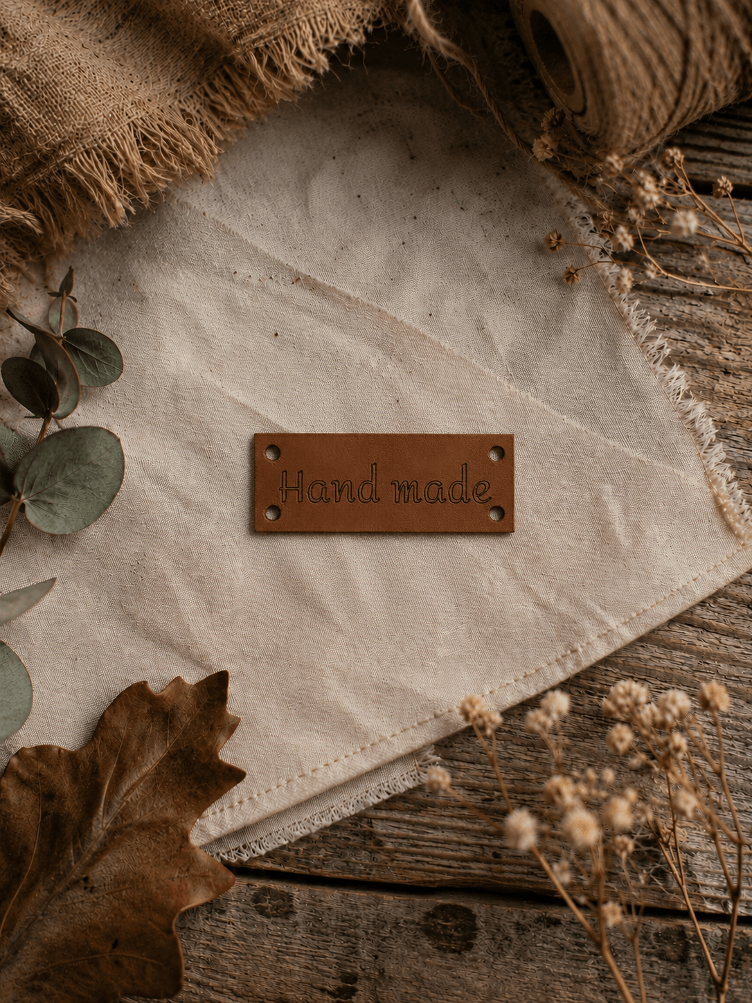 obdélníková hnědá eko nášivka Hand made