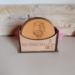 Dřevěná sada podšálků - Na vínečko
